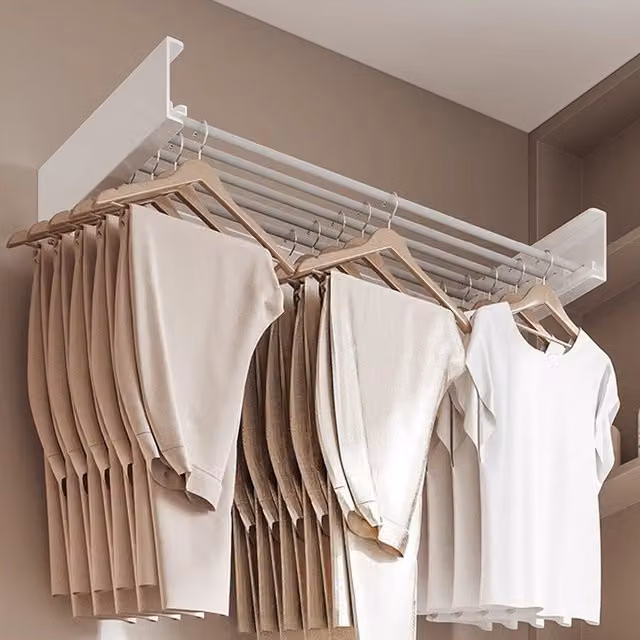 Livingandhome Foldable Wall-Mounted Aluminium Towel Rack, White