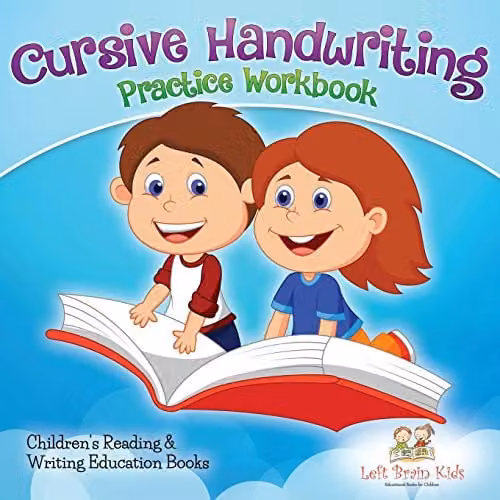 Left Brain Kids Cursive Handwriting Practice Workbook for Children's Penmanship, Multicolour, W: 21.59 cm, H: 21.59 cm