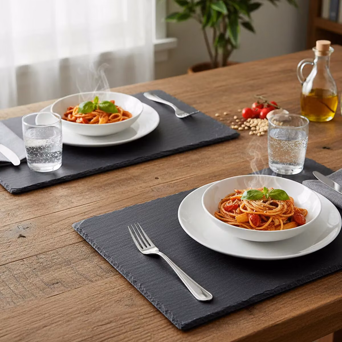 Premier Housewares Set of 2 Non-Slip Rectangular Slate Placemats in Black and Grey, W/D/H: 30 x 20 x 1 cm – 3