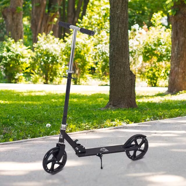 HOMCOM Kids Scooter, Height Adjustable and Foldable with Brake, Black