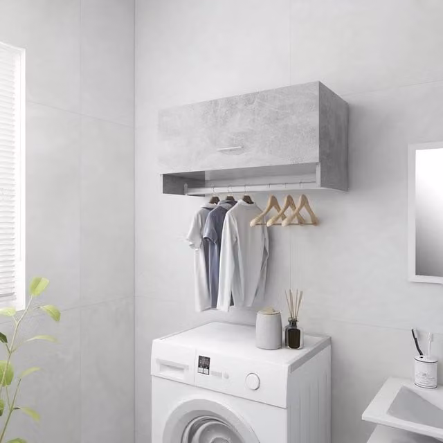 Berkfield Home Wall Mounted Wardrobe in Concrete Grey, W/D/H: 70 x 32.5 x 35 cm