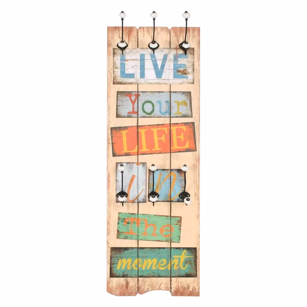 Berkfield Home Vintage Wall-mounted Coat Rack with 6 Hooks, Multicolour, W: 120 cm, D: 40 cm – 2