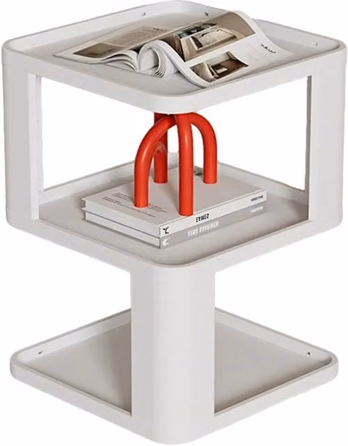 Ventryn White Modern Geometric Serving Tiers with Display Cabinet