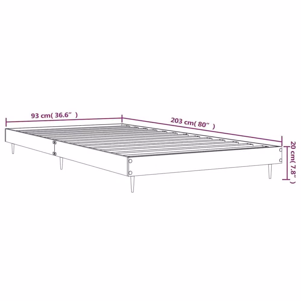 Berkfield Home Smoked Oak Bed Frame in Brown, W/D/H: 90 x 200 x 20 cm – 3
