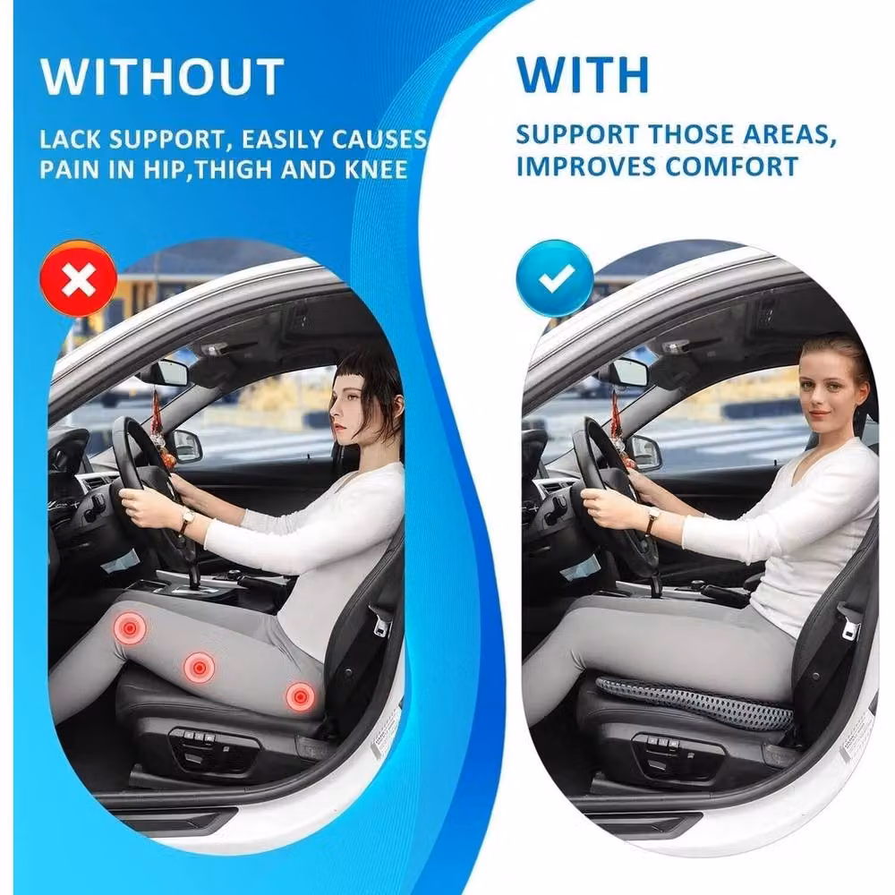 NESTLUNE Non-Slip Memory Foam Thick Car Front Seat Cushion in Black, W: 100 cm x L: 190 cm – 3