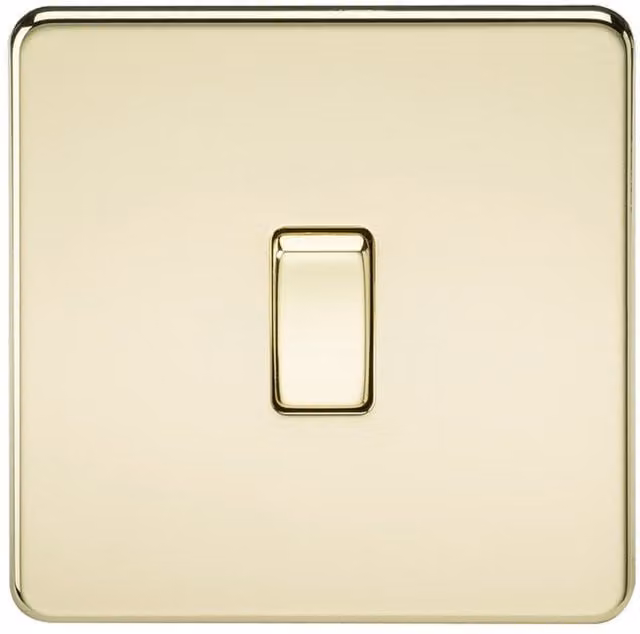 Knightsbridge Screwless 10AX 1G Intermediate Switch in Polished Brass