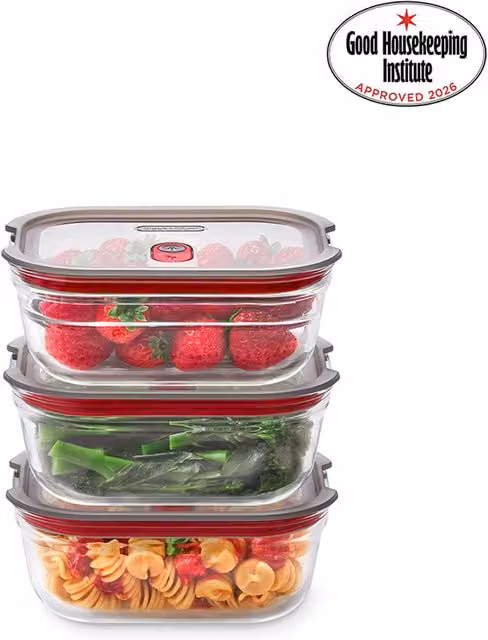 Black + Blum Stack + Nest Airtight Glass Food Storage Container Set, 3 Pack, 600ml, Transparent – 1