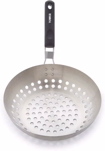 Tower Silver Stainless Steel Grill Pan with Removable Handle, Diameter: 28 cm