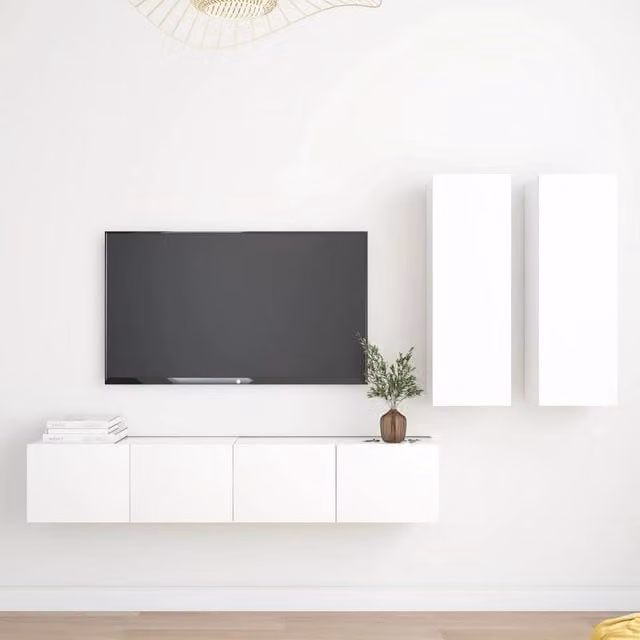 Berkfield Home 4 Piece White Engineered Wood TV Cabinet Set for your Living Room