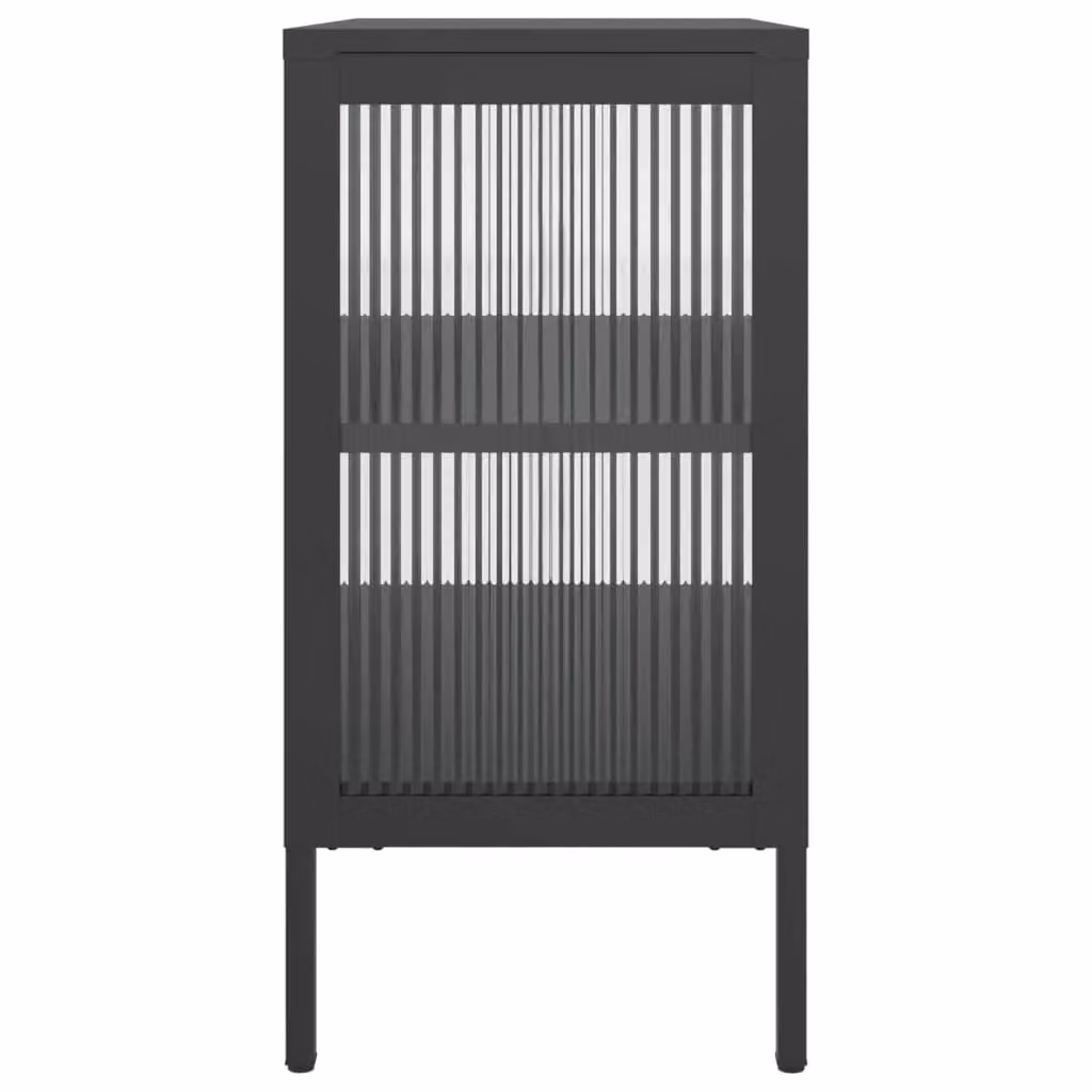 Berkfield Home Modern Black Sideboard with Glass and Metal, W/D/H: 70 x 35 x 70 cm – 4