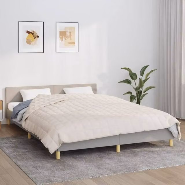 Berkfield Home Weighted Blanket in Beige, W/D/H: 220 x 235 cm, 13 kg