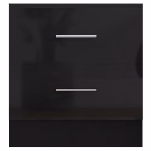 Reflect 2 Drawer Bedside Table Set of 2 in Black Gloss and Black Oak, H 48.5 cm x W 90 cm x D 39.5 cm – 2
