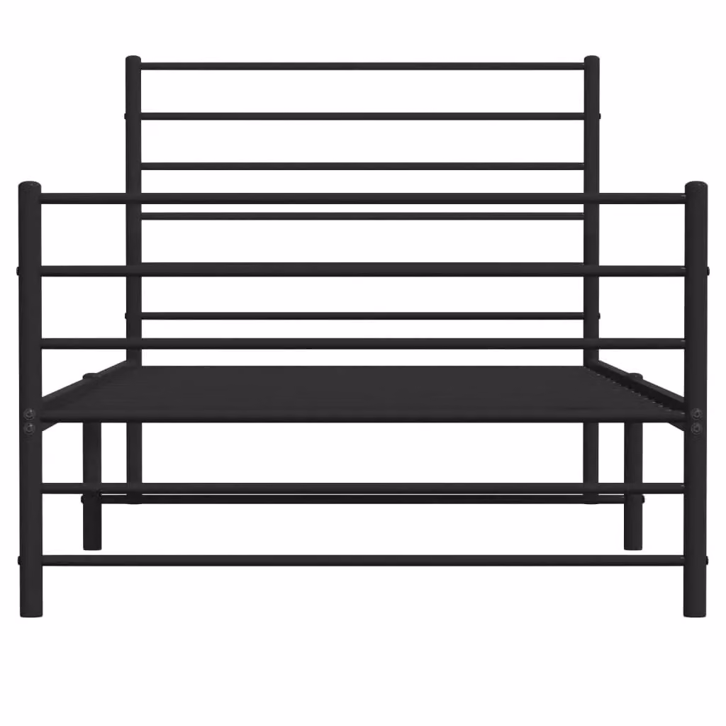 Berkfield Home Metal Bed Frame with Headboard and Footboard in Black, W: 107 cm, L: 203 cm – 3