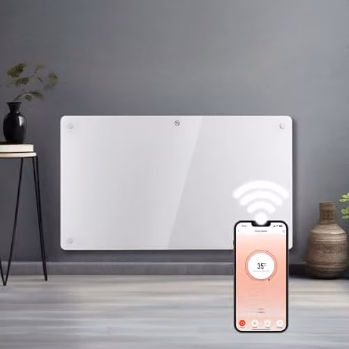 Futura 1500W WiFi Glass Panel Convector Heater, White, Wall Mounted or Freestanding – 1