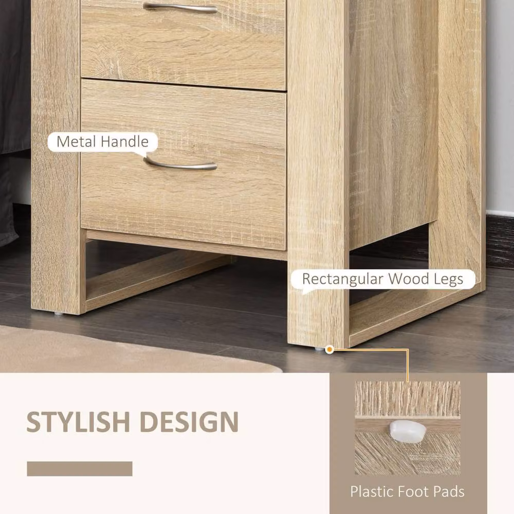 Wyld Haus Colu Set of 2 Natural Brown Wooden Bedside Tables with 2 Drawers – 5