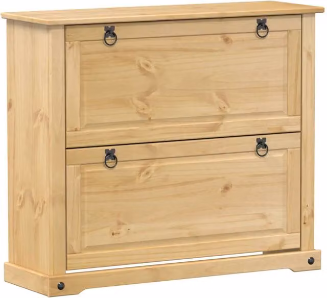 Berkfield Home Corona Shoe Cabinet in Light Brown Solid Pine, W/D/H: 99 x 32 x 85 cm