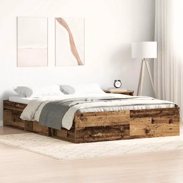 Berkfield Home Small Double Bed Frame in Old Wood Brown, W/D/H: 120 x 190 cm