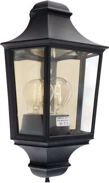 Netlighting Turin Black Outdoor Wall Half Lantern Light with IP65 Rating and E27 Socket – 1