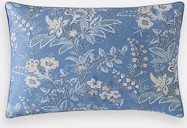Laura Ashley Marlbrook 2 Pack Blue Mix Pure Cotton Sateen Floral Pillowcases