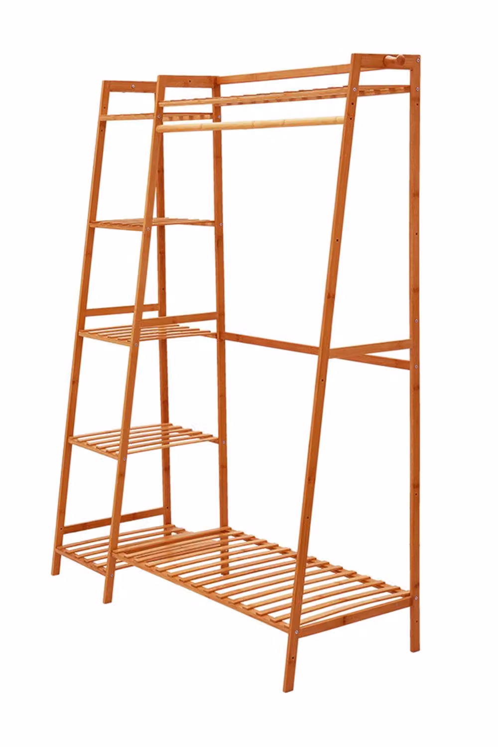 Garden Sanctuary Brown Bamboo Clothes Rail with Dual Hook and Rail Matrix, Width: 110 cm – 2