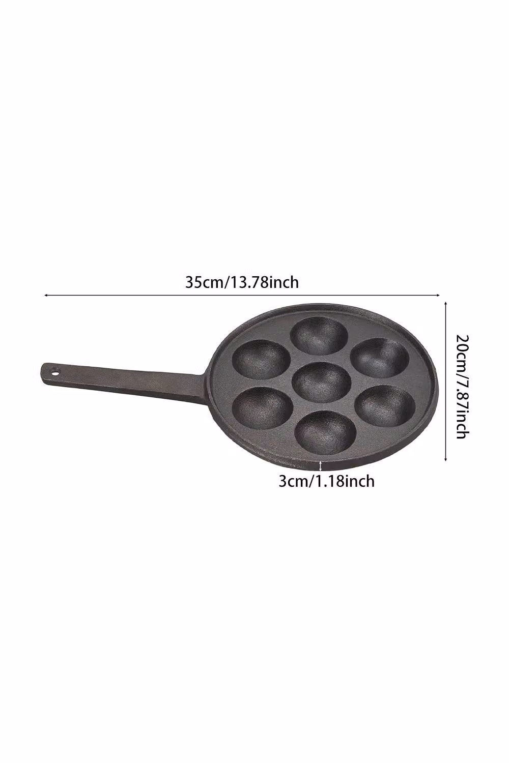 Living and Home Black Cast Iron 7-Hole Aebleskiver and Takoyaki Frying Pan Skillet – 5