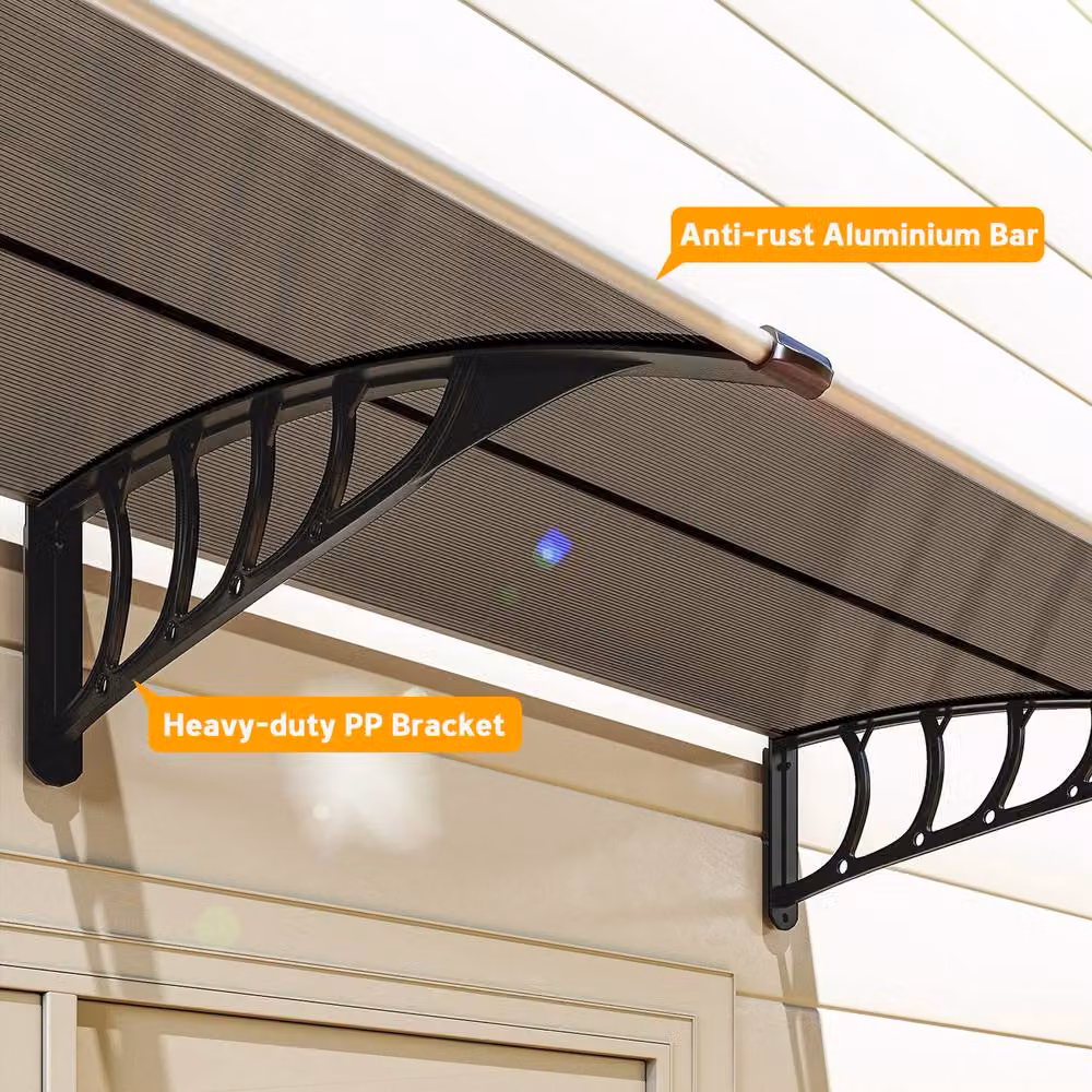 Outsunny Wall-Mounted Front Door Canopy Awning, Brown, W: 200 cm, D: 96 cm – 9