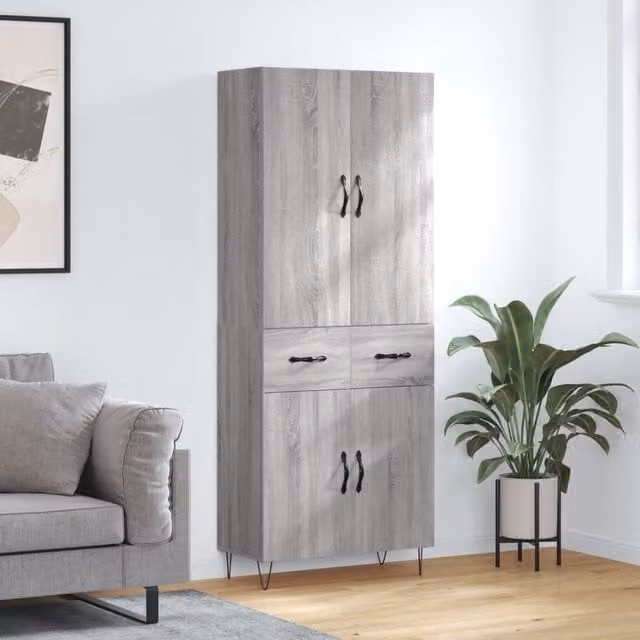Berkfield Home Grey Sonoma Highboard W/D/H: 69.5 x 34 x 180 cm – 1