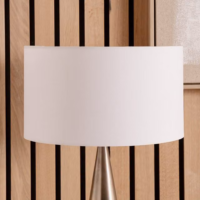 Pacific Lifestyle White Fabric Cylinder Drum Lampshade, Diameter: 25 cm