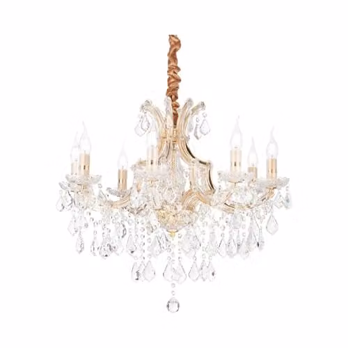 Ideal Lux NAPOLEON SP8 Gold/Brass Suspended Crystal Pendant Light