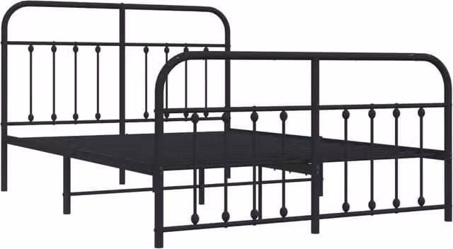 Berkfield Home Metal Bed Frame with Headboard and Footboard in Black, W/D/H: 140 x 200 x 146 cm