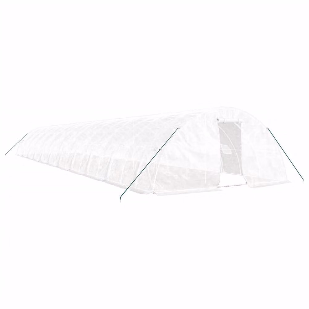 Berkfield Home Freestanding Greenhouse with Steel Frame and Plastic Cover in White, W/D/H: 22 x 5 x 2.3 m – 2