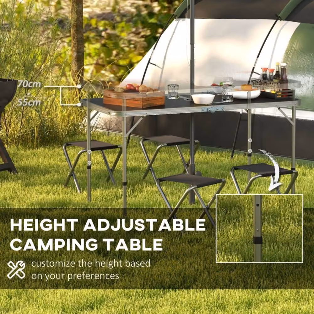 STILVORA Picnic Table Set with Foldable Metal Structure in Matt Black – 3