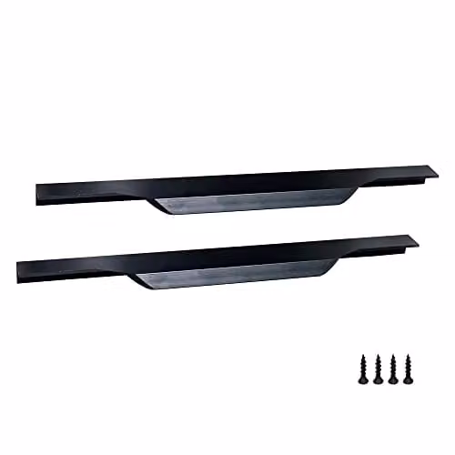 highdecora Small Profile Matt Black Aluminium Bar Pull Handle for Kitchen Cabinets and Wardrobes, Pack of 2