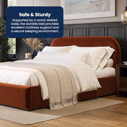 Flair Furnishings Alba Double Ottoman Bed Frame in Orange Velvet with Lift Up Storage Base – 5