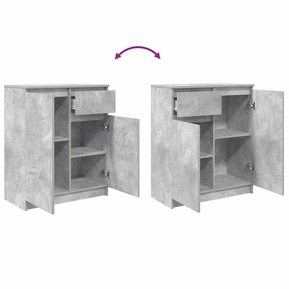 Berkfield Home Sideboard with Drawer in Concrete Grey, W/D/H: 71 x 35 x 84 cm – 2