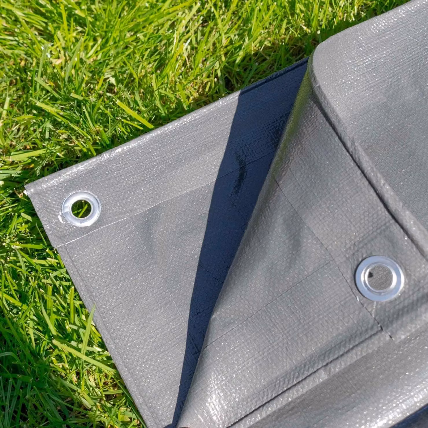 KAV Heavy Duty Waterproof Tarpaulin Ground Sheet, 130 GSM, Grey, W: 600 cm, D: 900 cm – 6