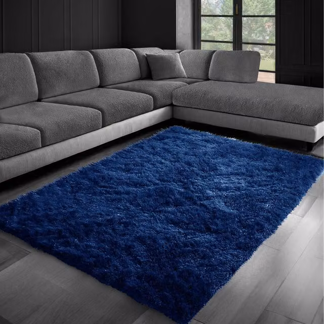 Homerepublic Navy Blue Shaggy High Pile Dream Area Rug, W: 160 cm, L: 230 cm