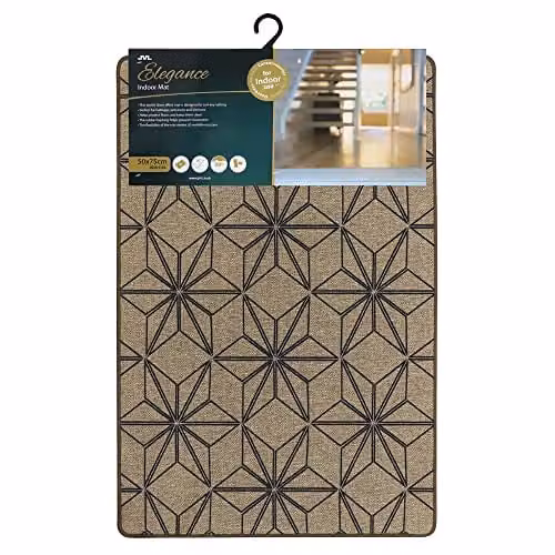 JVL Elegance Stars Door Mat, Beige, W: 50 cm, D: 75 cm