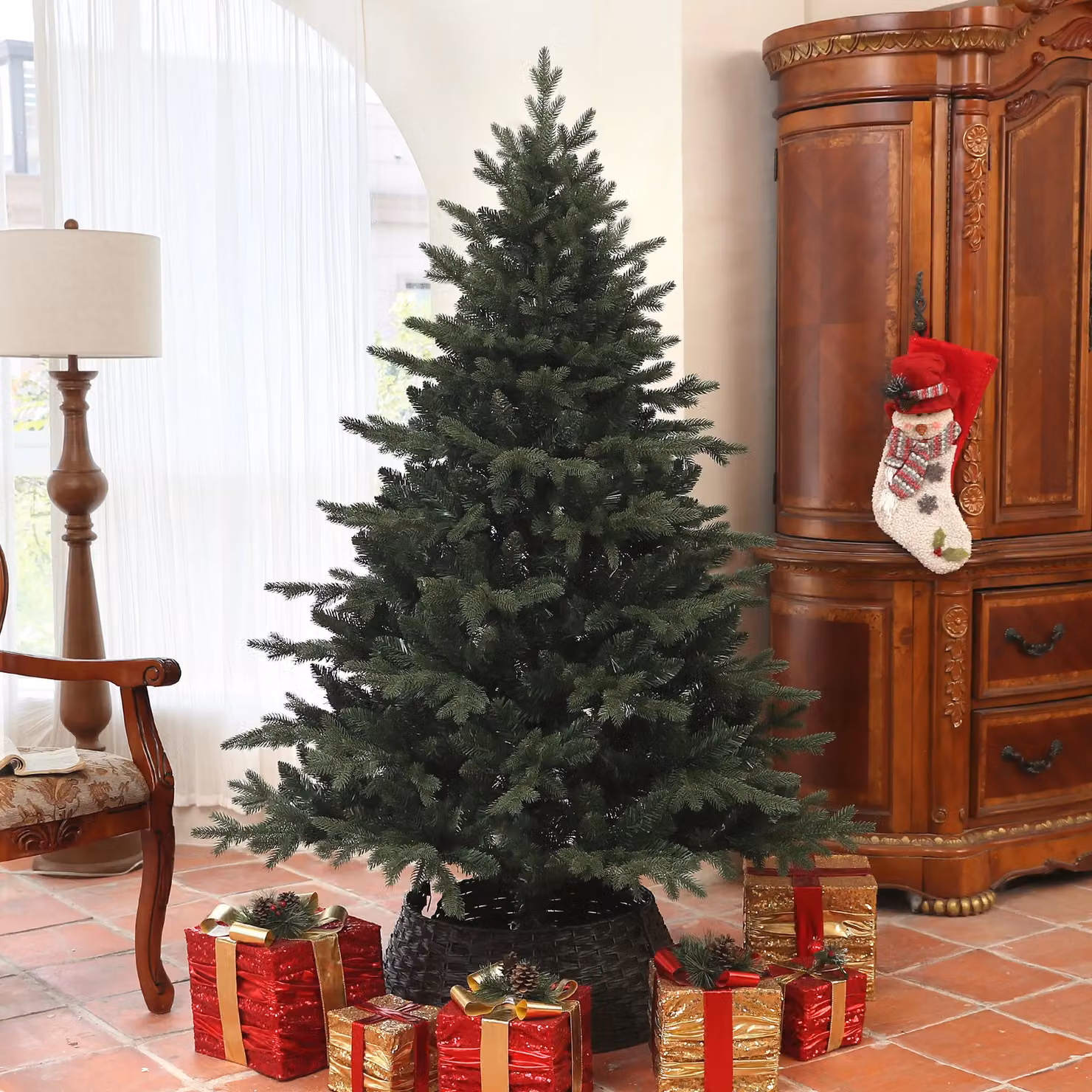 HOMCOM Green Artificial Spruce Christmas Tree, Height: 182.88 cm – 2