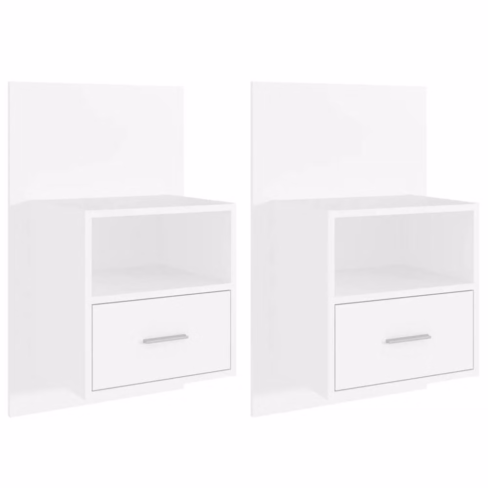 Berkfield Home Set of 2 White Wall-mounted Bedside Cabinets – 2