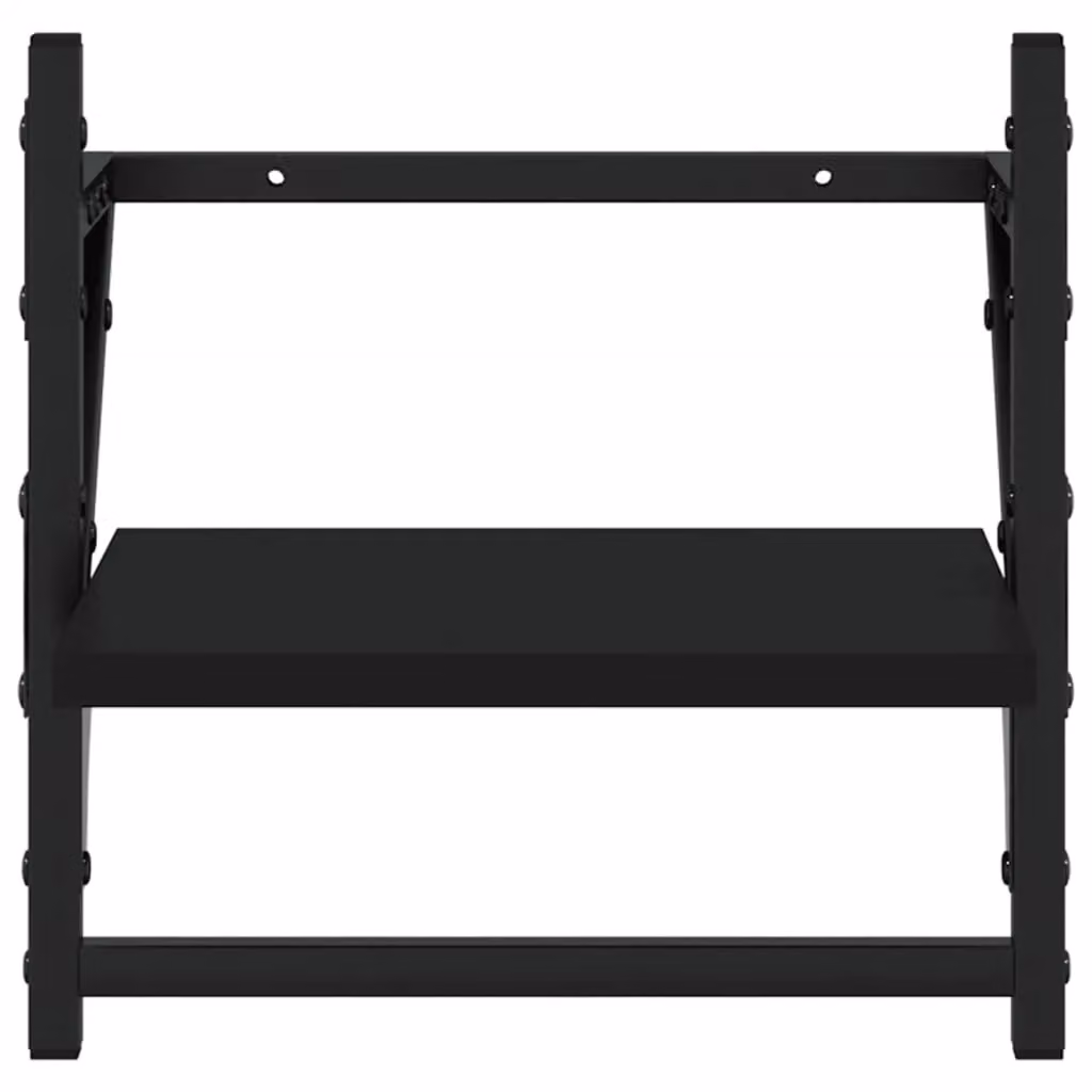 Berkfield Home Wall Mounted Shelves with Hanging Rods, 2 Pieces, Black, W/D/H: 30 x 25 x 30 cm – 4