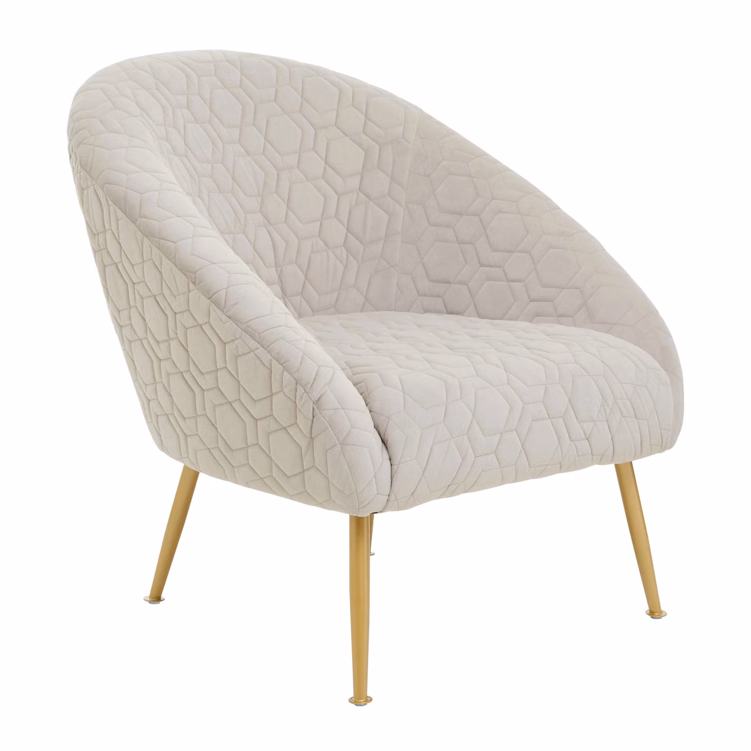 Orsina Luxury White Velvet Tub Occasional Chair with Gold Accents – 2