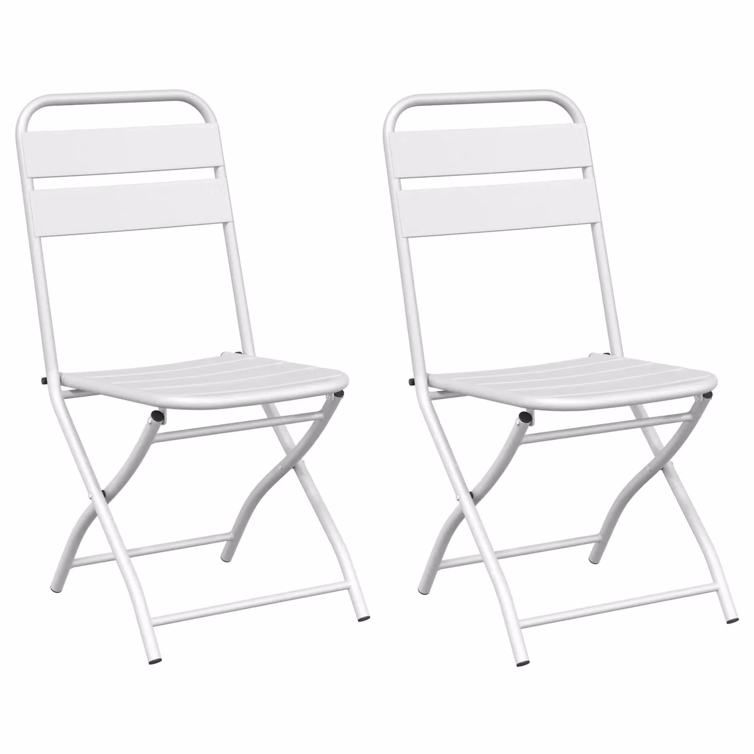 Berkfield Home Set of 2 White Matt Metal Folding Garden Chairs – 2