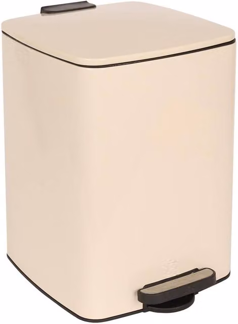 Harbour Housewares Square Stainless Steel Kitchen Pedal Bin, 20L, Beige