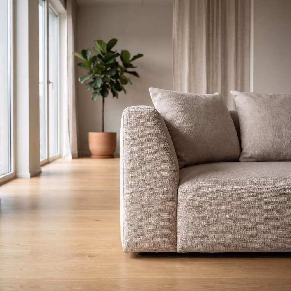 Abakus Direct Tokyo Reversible L-Shape Corner Sofa in Beige Fabric with Scatter Cushions – 3