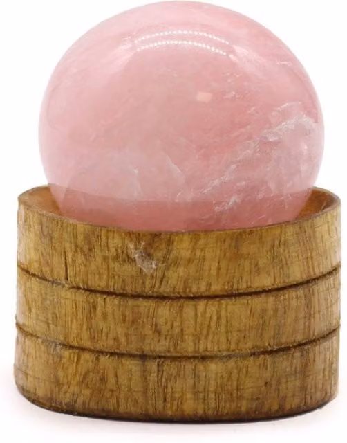 KDMD Rose Quartz 40mm Gemstone Sphere with Stand in Pink
