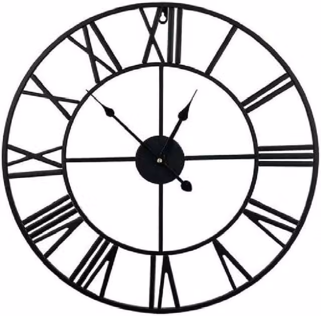 PAWNORA Modern Round Black Metal Analog Wall Clock, Diameter: 50 cm – 1