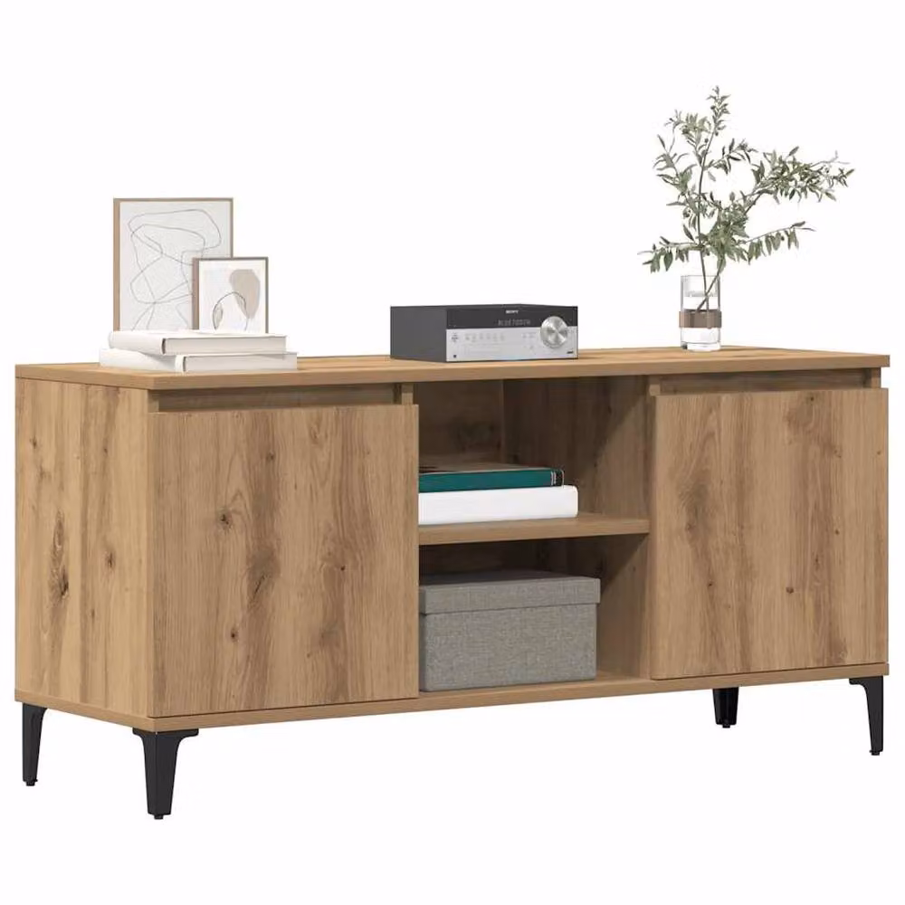 Berkfield Home Artisan Oak TV Cabinet in Brown, W/D/H: 102 x 35 x 50 cm – 2