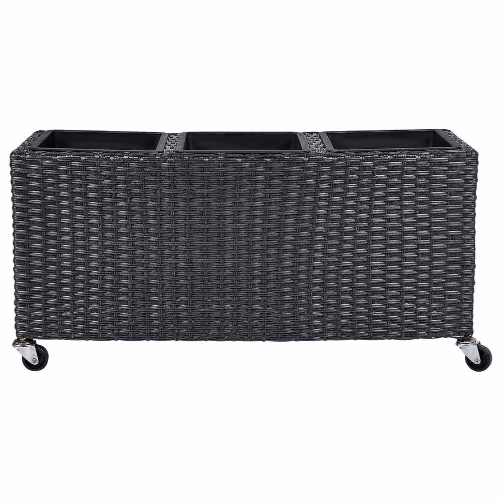 Wyld and Coco Black PE Rattan Wheeled Plant Pot with 3 Removable Inserts – 2