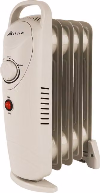 Alivio Black Freestanding Oil-Filled Radiator with Adjustable Thermostat and Overheat Protection